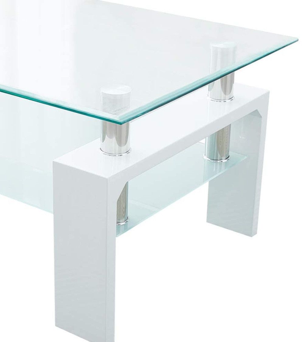 Mesa de centro Kendra - Mesa de centro de cristal y madera