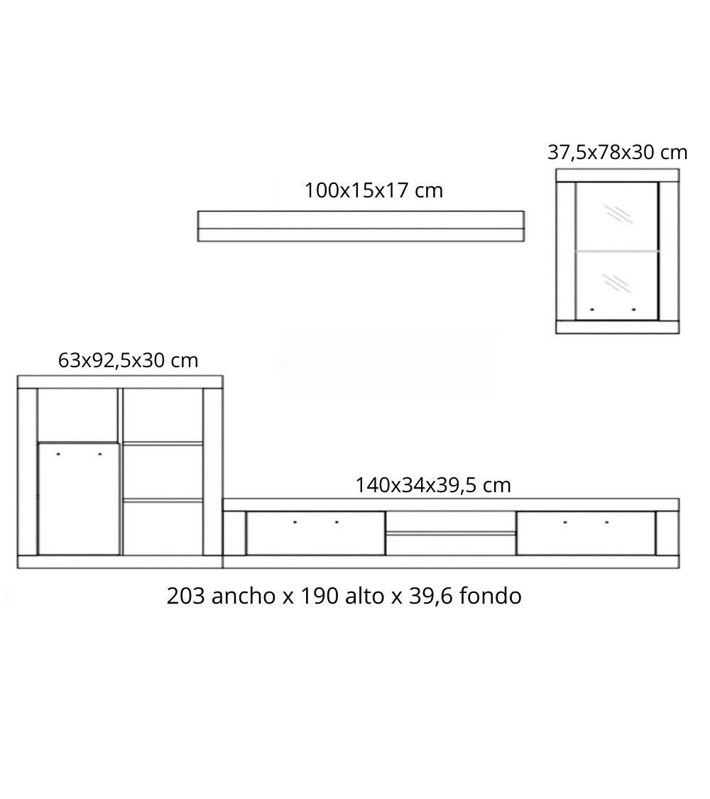 Mueble salón completo GLASGOW Mueble salón completo GLASGOW